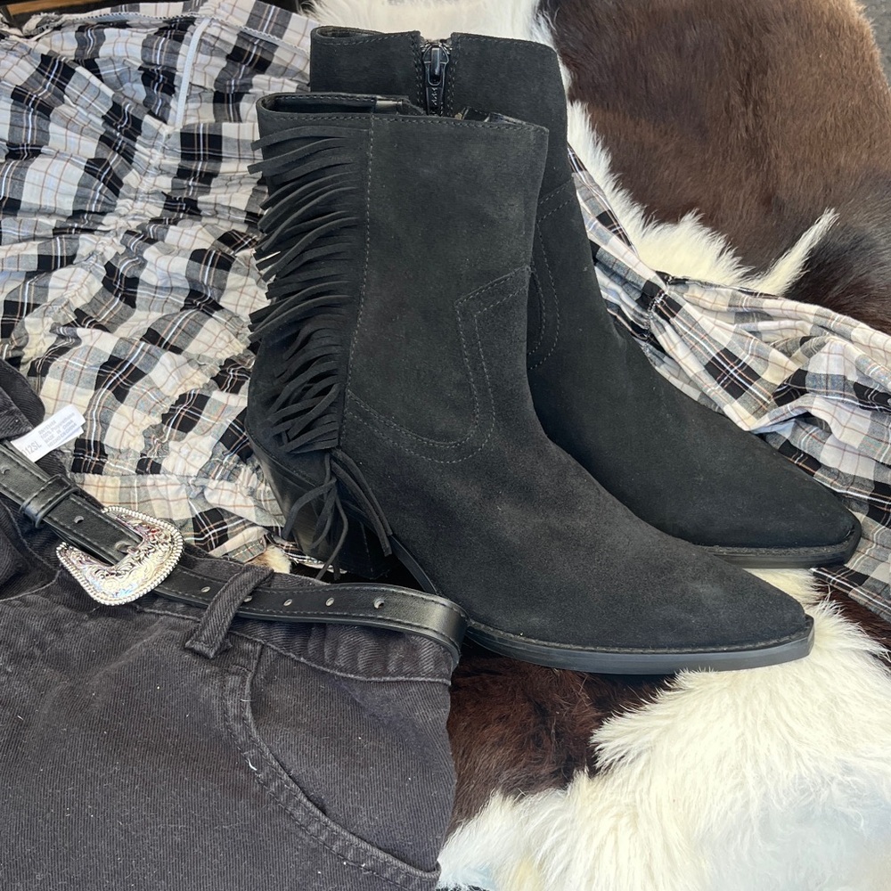 Coconuts by Matisse Black Suede Fringe Ankle Boots